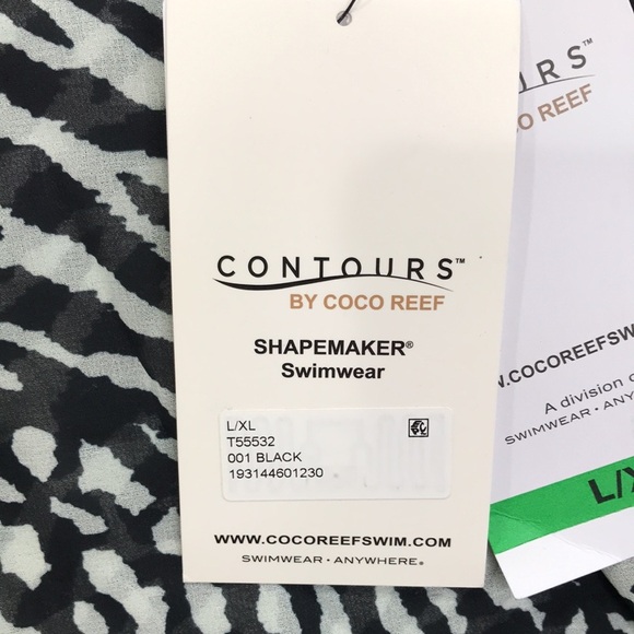 Coco Reef  Ideal Chiffon Caftan Cover Up Black & White L/XL New - Picture 4 of 8